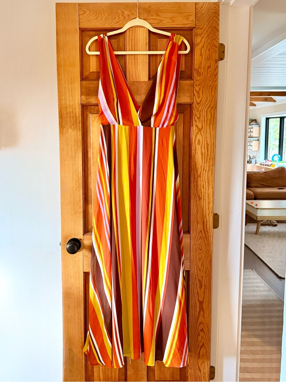 Forever 21 Orange, Yellow & Pink Striped Maxi Dress